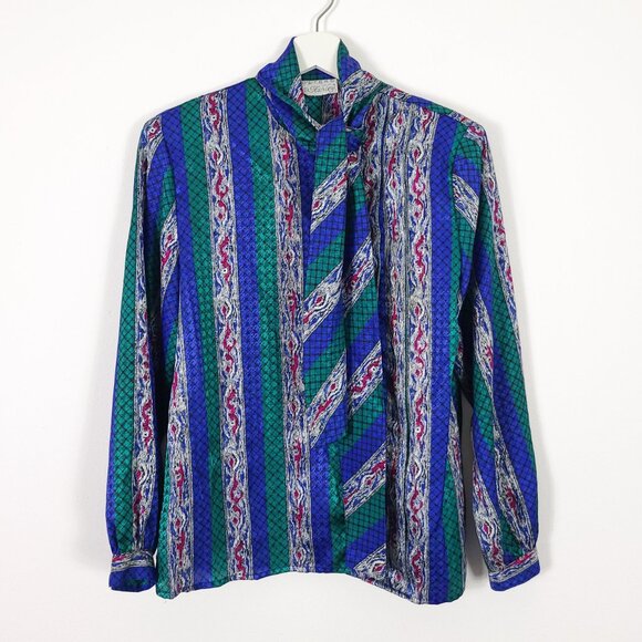 Vintage Retro Tie Neck Secretary Blouse - Picture 8 of 8